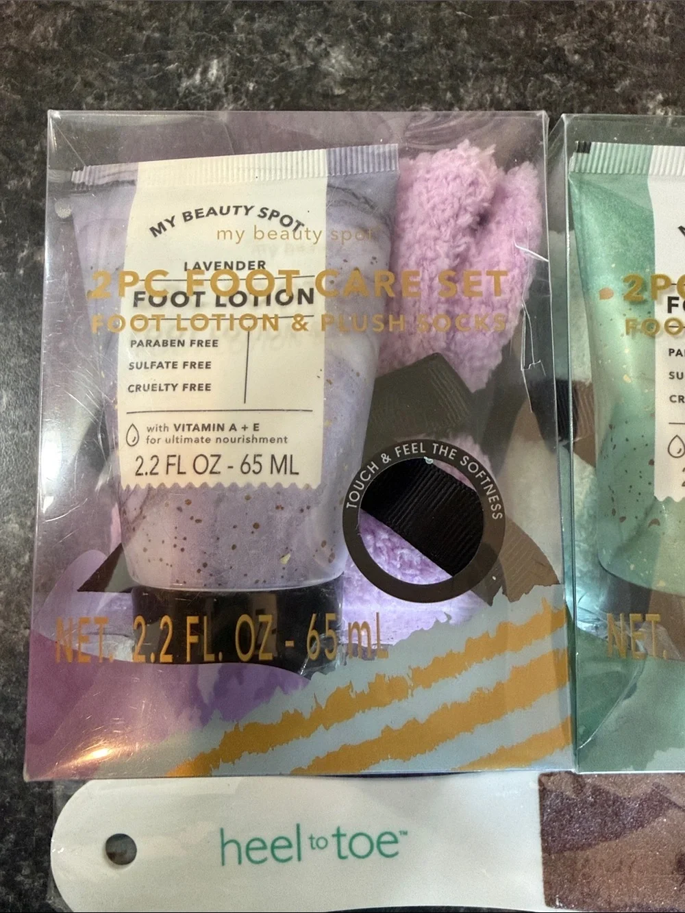 2pc Foot Care Set with Socks + Heel to Toe Foot File - Lavender & Eucalyptus